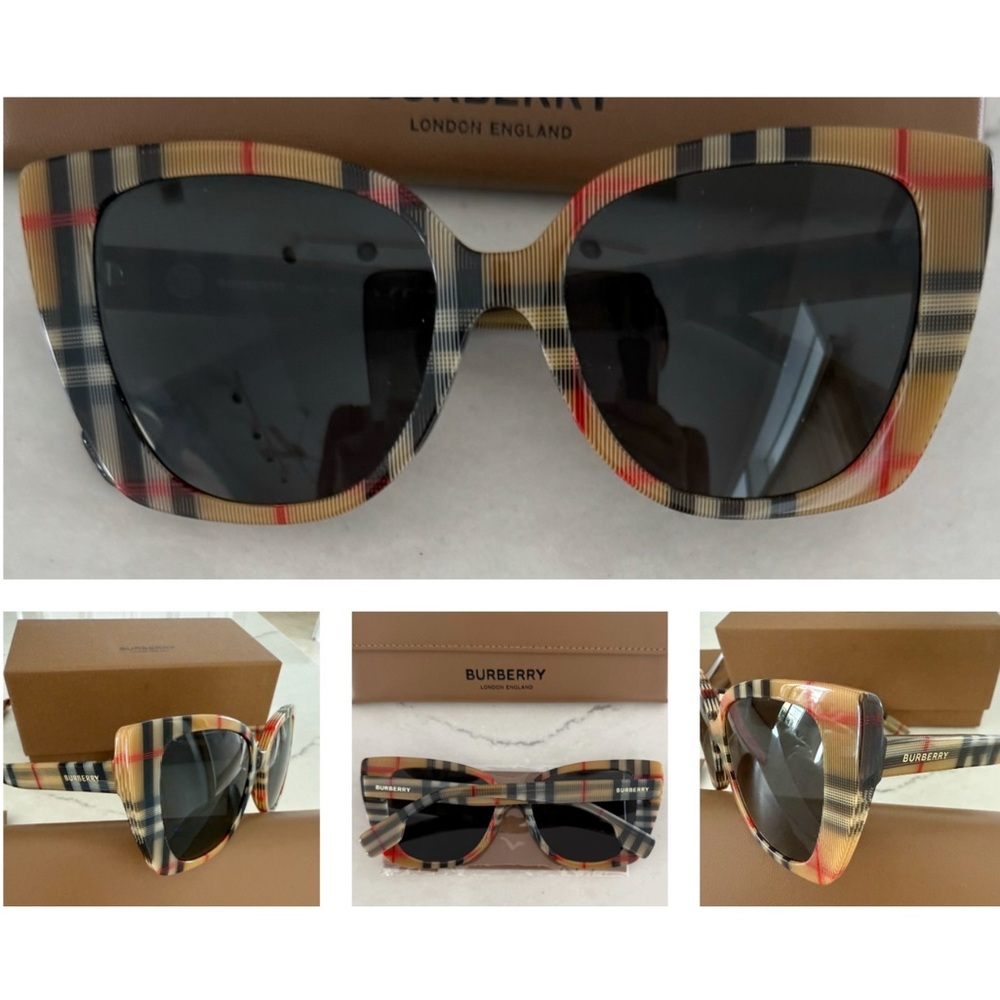 CLASSIC BURBERRY CAT- EYE FRAME SUNNIES IN THEIR CHECK PATTERN SIGNATURE STYLE - Picture 16 of 16
